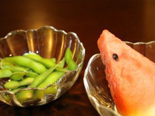 スイカと枝豆で乾杯！